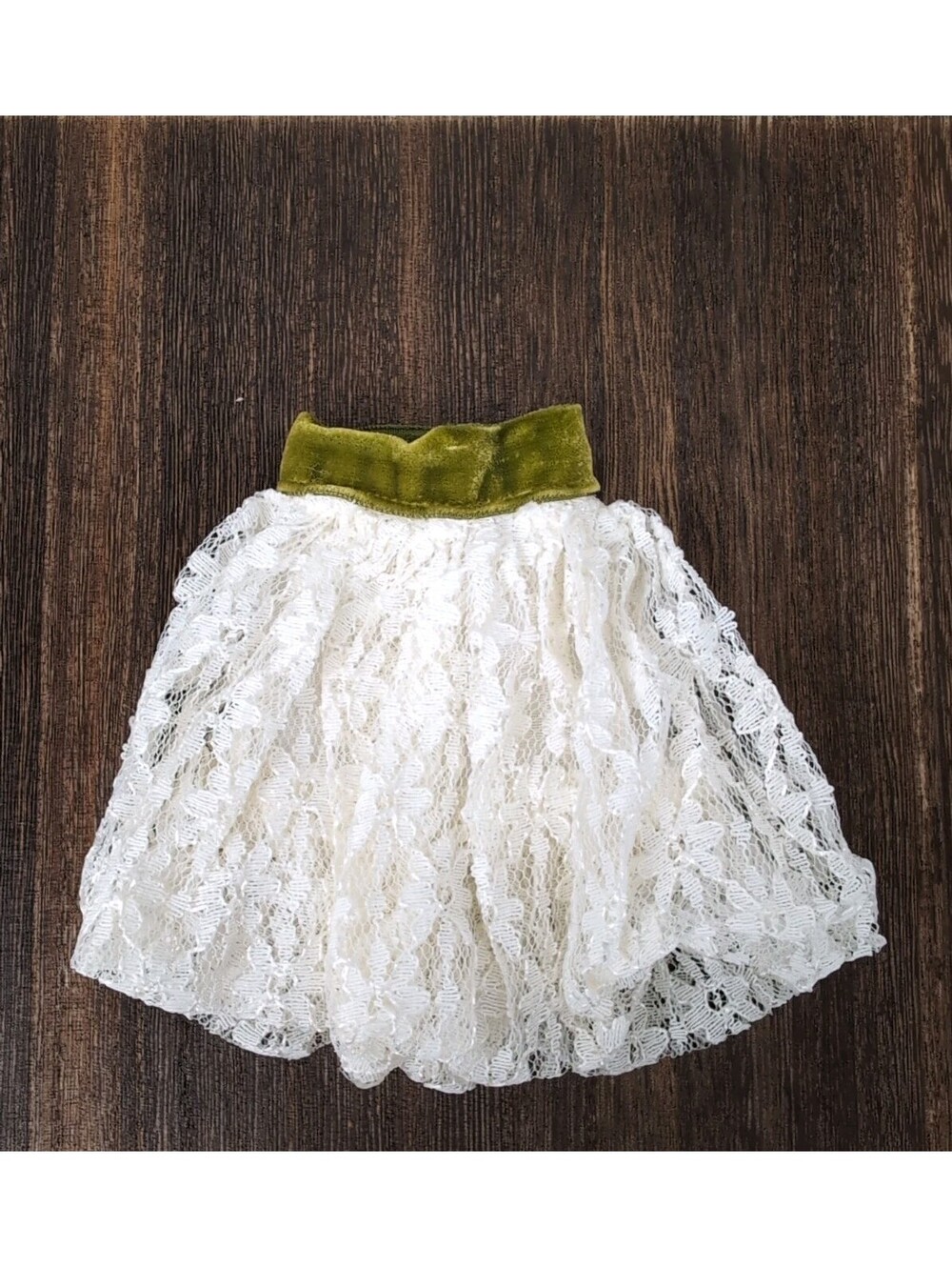 Vintage Vogue Dolls Inc Lace Skirt With Green Velvet Waistband